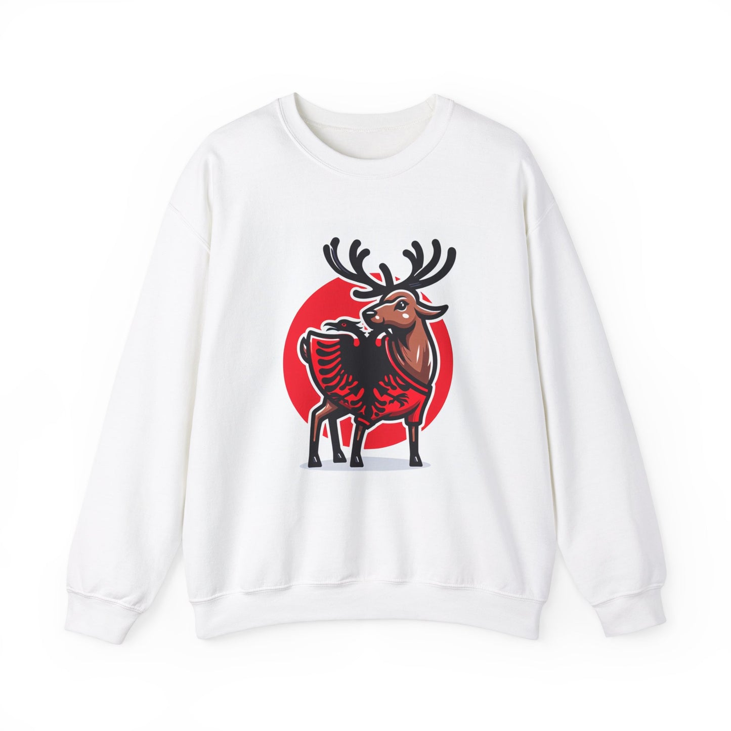 Reindeer Sweater Sweatshirt with Albanian Eagle Print